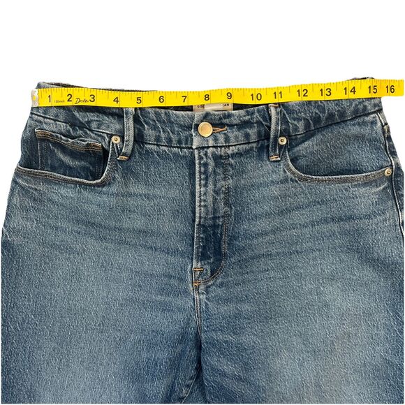 Good American Women’s Straight Jeans High Rise Sz 8 Inseam 27 Blue Stretch Denim - Picture 5 of 12